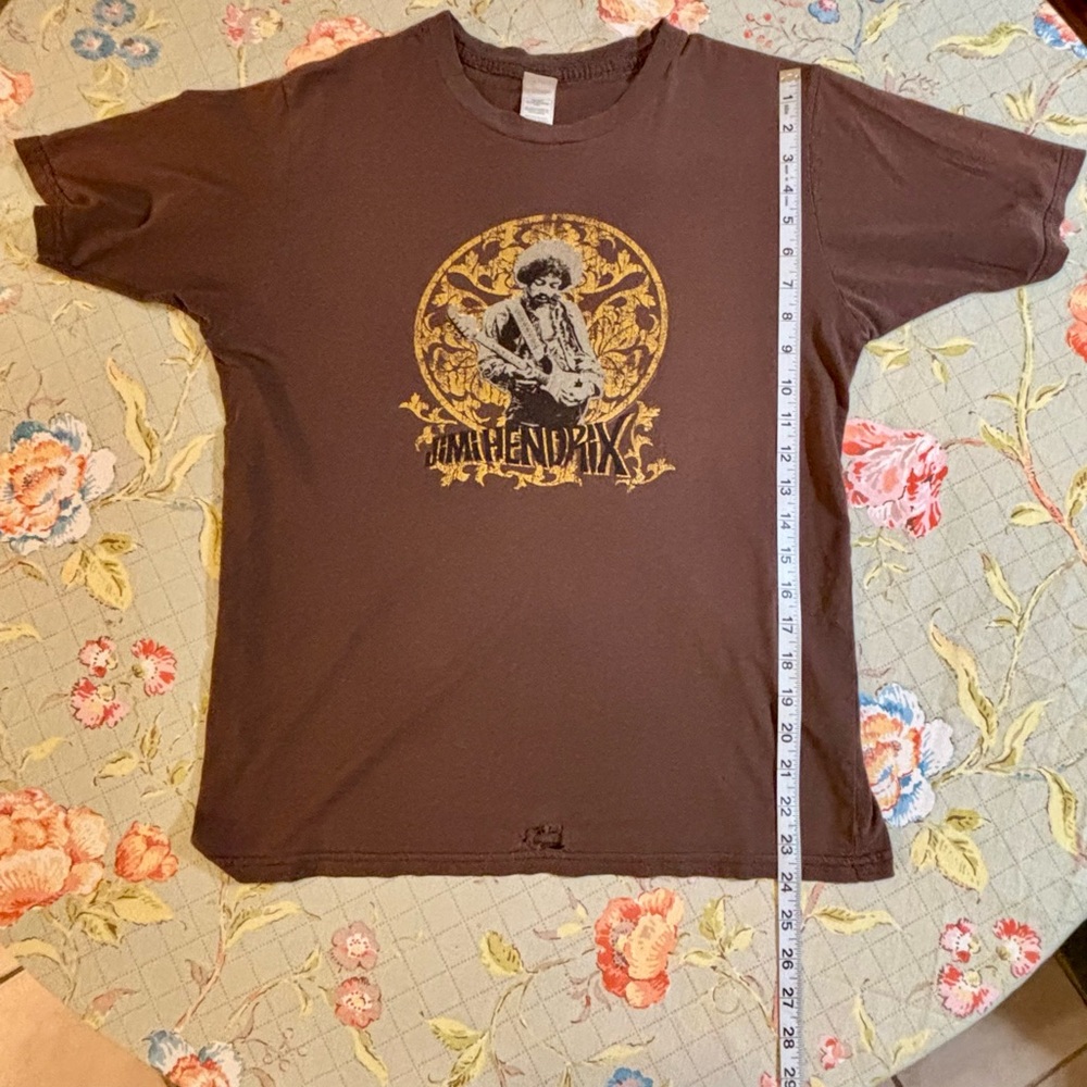 Jimi Hendrix 🎸 Vintage Short Sleeve Brown & Gold Graphic Tee Size Medium 🎸 - Picture 8 of 16